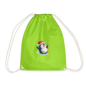 Le Pingouin de Noël dans le style aquarelle - Sac de sport léger - vert néon - Devant
