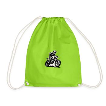 Motocross rider illustration in action - Drawstring Bag - neon green - Front