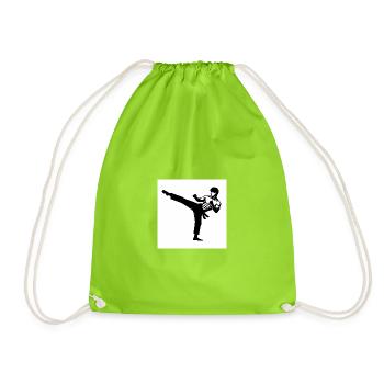 Kicking Silhouette Karate - Turnbeutel - Neongrün - Vorne