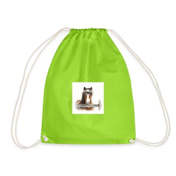 Floral Crowned Horse - Drawstring Bag - neon green - Front