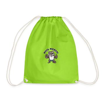 Raccoon Power – Muscle Raccoon Motif - Drawstring Bag - neon green - Front