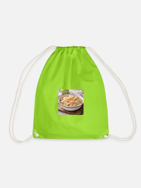 Creamy cabbage and tomato salad - Drawstring Bag - neon green
