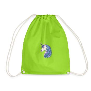 Pastel Unicorn Mane Portrait - Drawstring Bag - neon green - Front