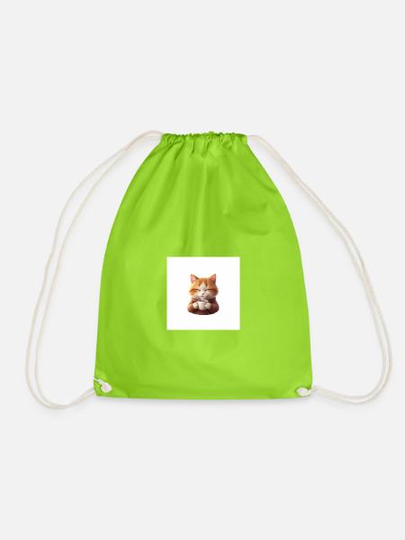 Cuddly Kitten Coffee Magic - Drawstring Bag - neon green