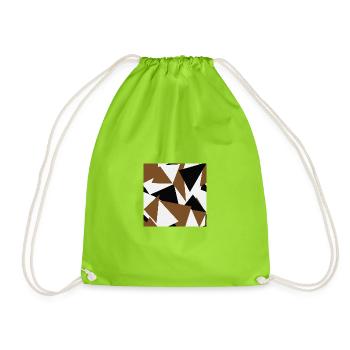 Brown Black Triangles Geometry - Drawstring Bag - neon green - Front