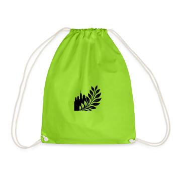 City Forest Skyline Leaf Design - Drawstring Bag - neon green - Front