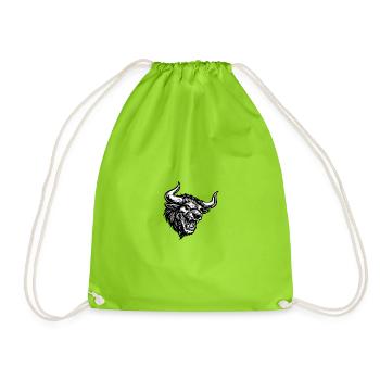 Angry Bull Head – Aggressive Bull Logo - Drawstring Bag - neon green - Front
