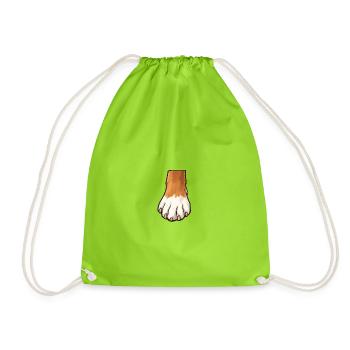 Braun Weiß Hundepfote Design - Turnbeutel - Neongrün - Vorne