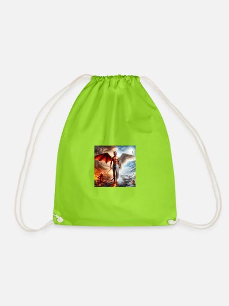Celestial and Infernal Duality - Drawstring Bag - neon green