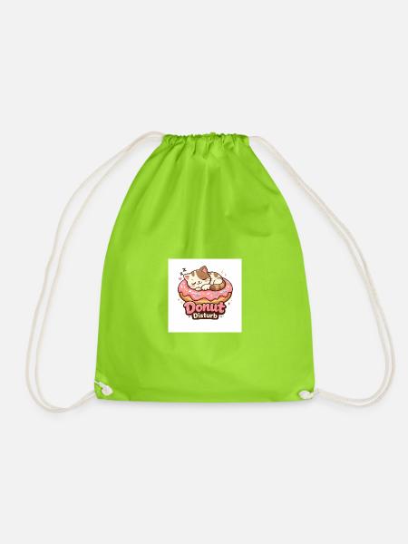 Donut Disturb – Cute Cat in Donut - Drawstring Bag - neon green