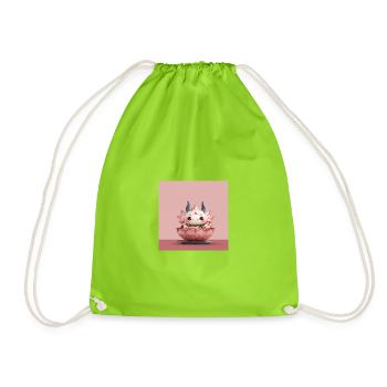 Kawaii Blüten-Dumpling Bowl Drache  - Turnbeutel - Neongrün - Vorne