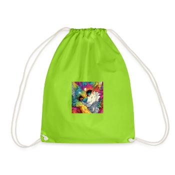 Rainbow Fur Cuddly Cat - Drawstring Bag - neon green - Front