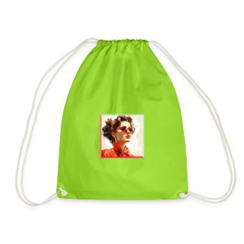Roter Retro-Look Portrait - Turnbeutel - Neongrün - Vorne