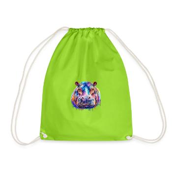 Portrait Pop Art de l’Hippopotame Arc-en-ciel - Sac de sport léger - vert néon - Devant