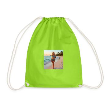 Bikini bleu sur une plage tropicale - Sac de sport léger - vert néon - Devant