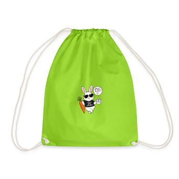 Chilliger Hase mit Karotte & Kaffee - Turnbeutel - Neongrün - Vorne