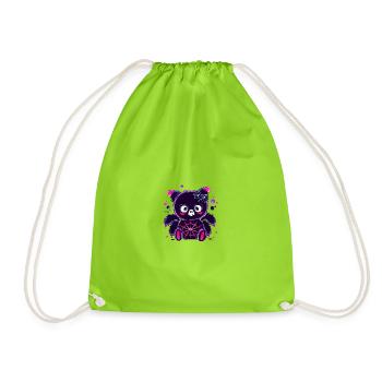 Neon Pandabär mit Spinnennetz - Turnbeutel - Neongrün - Vorne