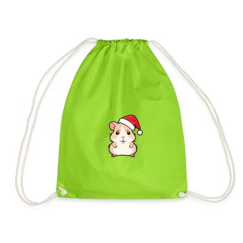 Hare? No Hamster Christmas - Drawstring Bag - neon green - Front