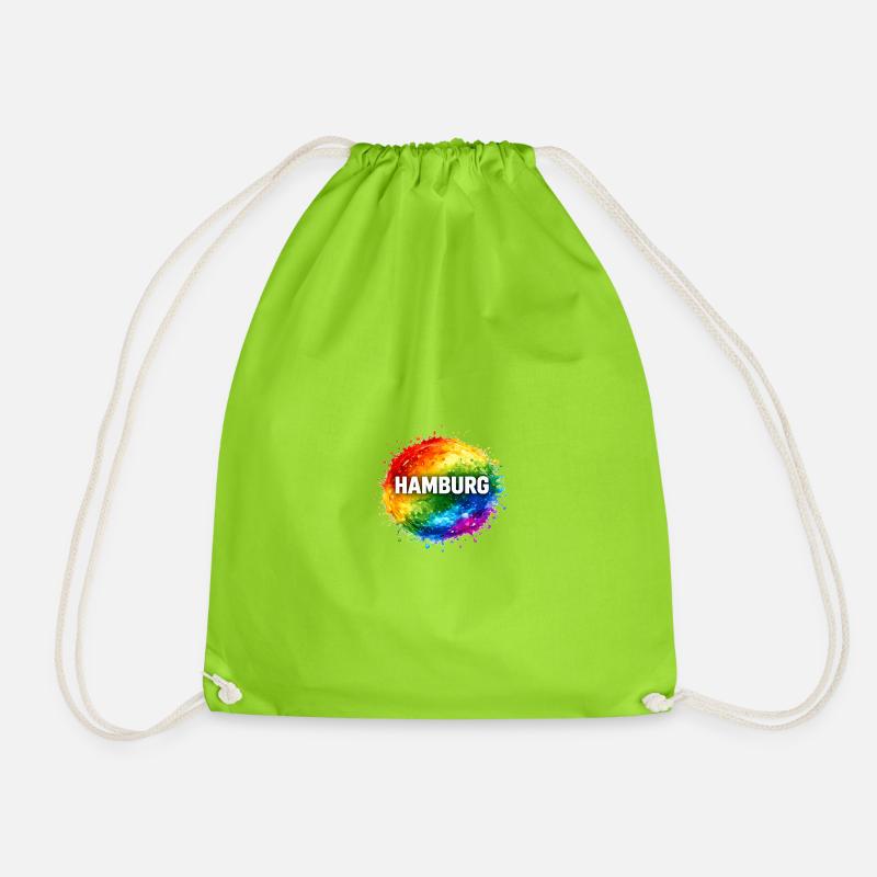 Hamburg in rainbow colors - Drawstring Bag - neon green