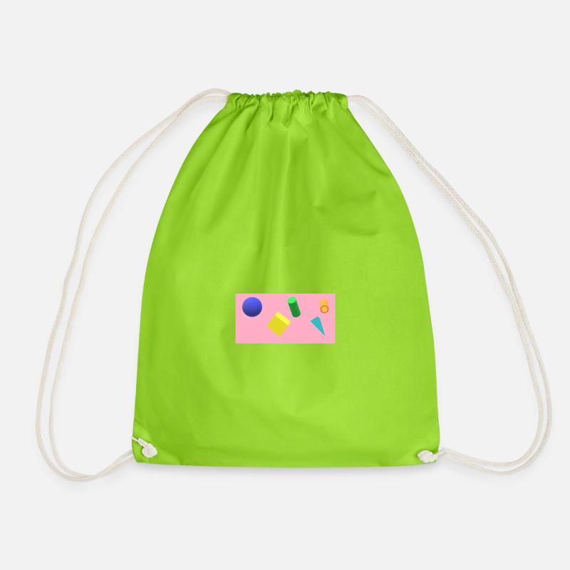 Vibrant Geometric Shapes on Pastel Background - Drawstring Bag - neon green
