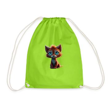 süße und entzückende Avatar-Katze mit ausdrucksstarken Augen - Turnbeutel - Neongrün - Vorne