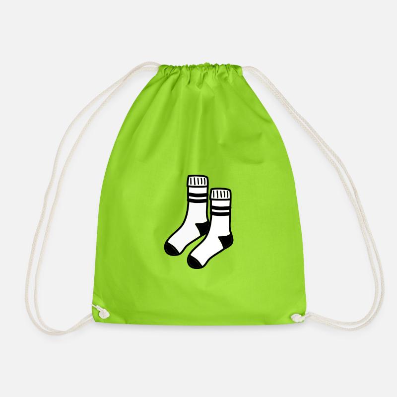 White Socks - Drawstring Bag - neon green