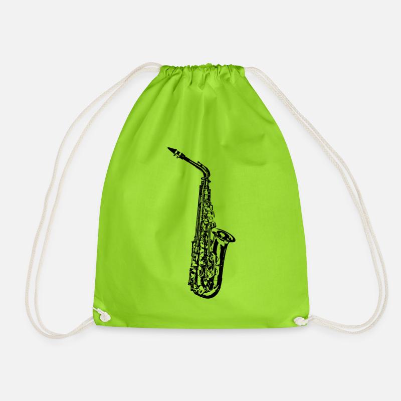 Saxophon Instrument - Turnbeutel - Neongrün