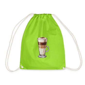 Latte macchiato im bestickten Look (bedruckt) - Turnbeutel - Neongrün - Vorne