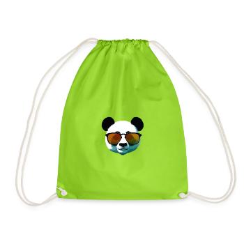 Panda with Sunglasses Gradient - Drawstring Bag - neon green - Front