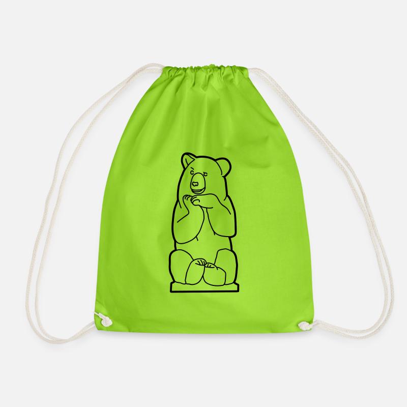 Berlin bear, sitting - Drawstring Bag - neon green