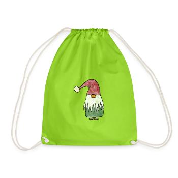 Nain de jardin joyeux avec chapeau de Père Noël - Sac de sport léger - vert néon - Devant