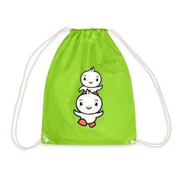 2 Canards Papa Bébé Enfant Piggyback Running Head Fun - Sac de sport léger - vert néon - Devant