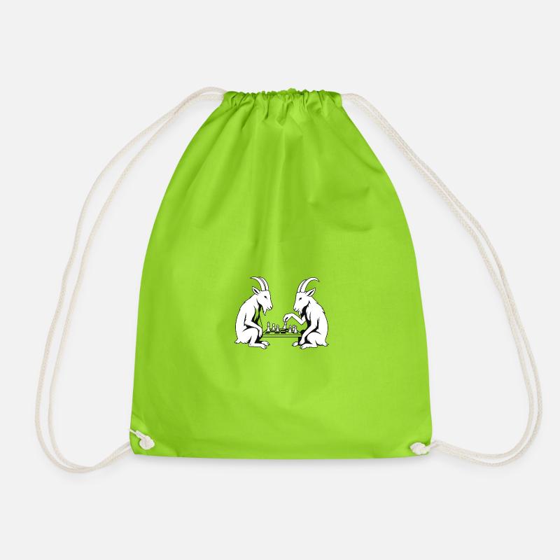 Checkmate, Goat Edition - Drawstring Bag - neon green