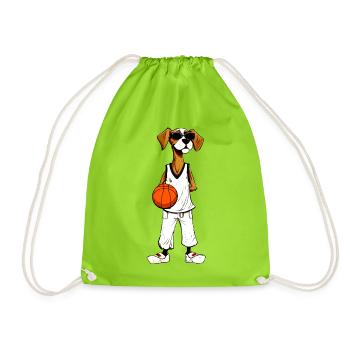 Basketball Hund - Turnbeutel - Neongrün - Vorne