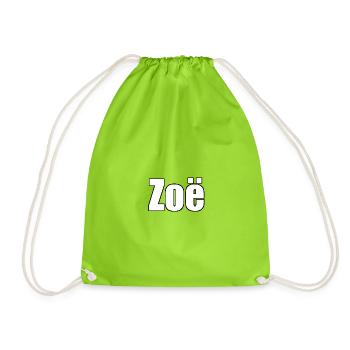 Zoe - (Menschenname) - Turnbeutel - Neongrün - Vorne