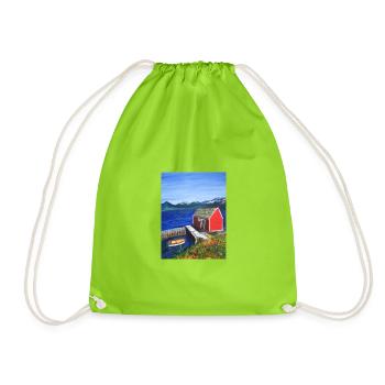 Voyage CE I Vacances I Norvège I Montagnes I Cadeau - Sac de sport léger - vert néon - Devant