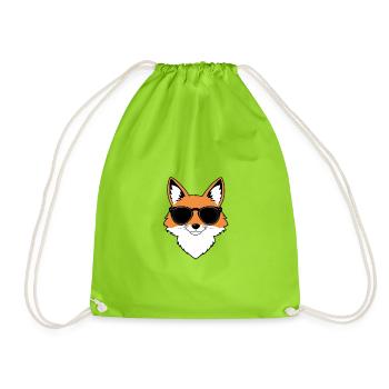 Fox with sunglasses - Drawstring Bag - neon green - Front