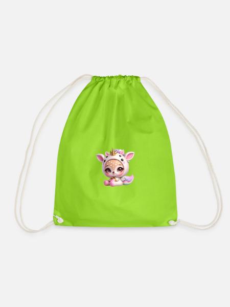 Pastellunicorn mit Flügeln - Turnbeutel - Neongrün