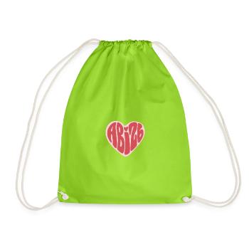 ABG Heart Typography in Pink - Drawstring Bag - neon green - Front