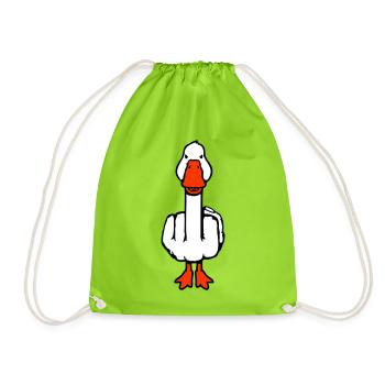 Goose Middle Finger Rebel Sarcastic Insult - Drawstring Bag - neon green - Front