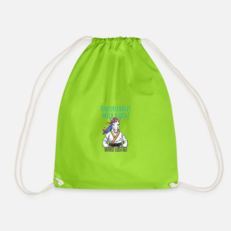 Karate Einhorn - Turnbeutel - Neongrün