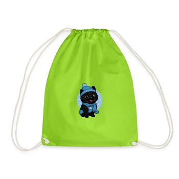 Cuddly Dog Winter Magic - Drawstring Bag - neon green - Front