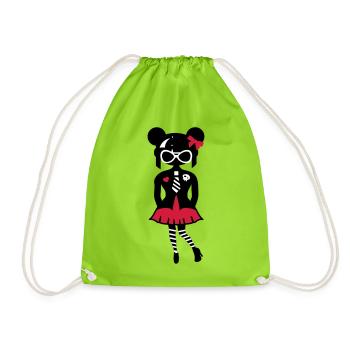 Fille en look anime gothique avec des lunettes de soleil - Sac de sport léger - vert néon - Devant