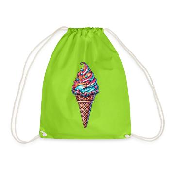 colorful ice cream creation in vivid colors - Drawstring Bag - neon green - Front
