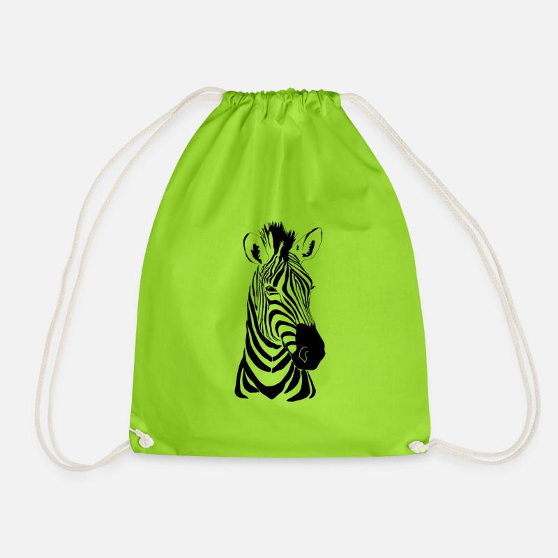 Zebra black - Drawstring Bag - neon green