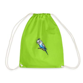 Dessin animé de Perruche Bleue sur la branche - Sac de sport léger - vert néon - Devant