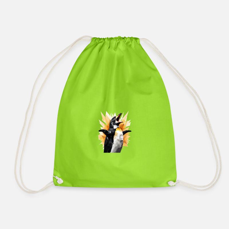 Screaming penguin/Screaming penguin - Drawstring Bag - neon green