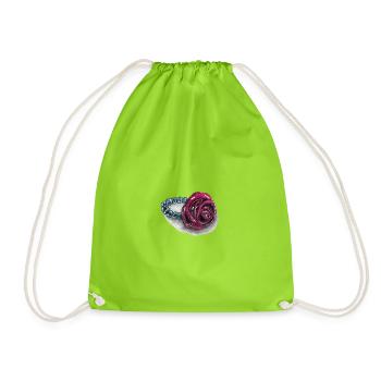 Cœur de rose avec des perles - Sac de sport léger - vert néon - Devant