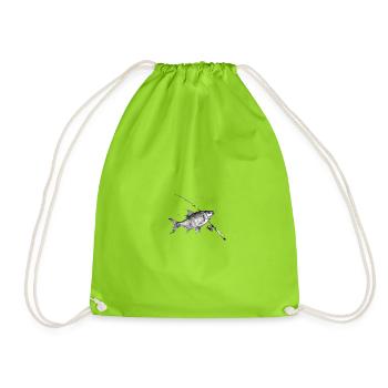 Rotauge Plötze Fisch Rute Angeln Ink - Turnbeutel - Neongrün - Vorne