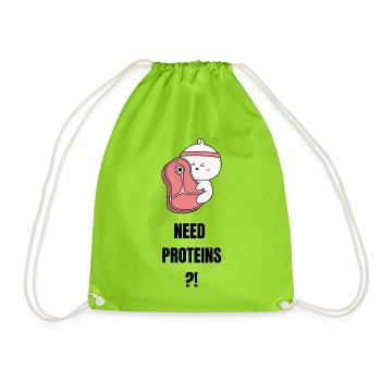 Need Proteins - Drawstring Bag - neon green - Front